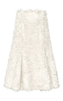 Patterson Midi Skirt in Ivory Silk Fur