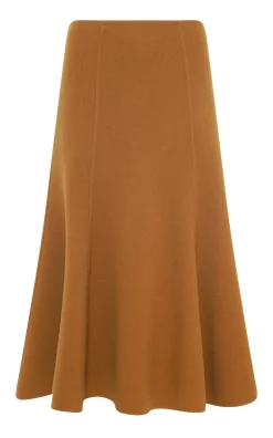 Patterson Midi Skirt in Yellow Ochre Double-face Recycled Cashmere