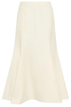 Patterson Skirt in Ivory Virgin Wool Silk Slub