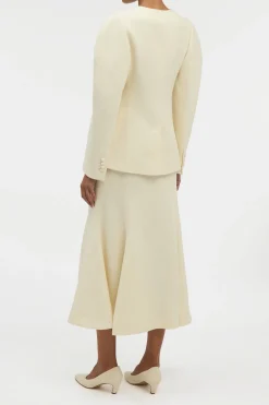 Patterson Skirt in Ivory Virgin Wool Silk Slub