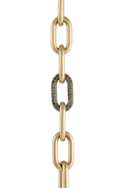 Pave Link Bracelet in 18K Yellow Gold & Black Diamonds (Classic Links)