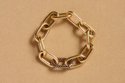 Pave Link Bracelet in 18K Yellow Gold & Black Diamonds (Classic Links)