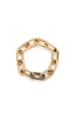 Pave Link Bracelet in 18K Yellow Gold & Black Diamonds (Classic Links)