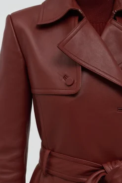 Pavel Raw Cut Trench Coat in Burnt Sienna Soft Leather
