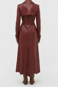 Pavel Raw Cut Trench Coat in Burnt Sienna Soft Leather