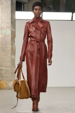 Pavel Raw Cut Trench Coat in Burnt Sienna Soft Leather