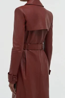 Pavel Raw Cut Trench Coat in Burnt Sienna Soft Leather