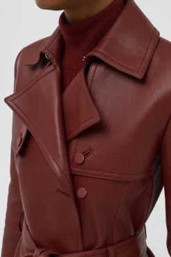 Pavel Raw Cut Trench Coat in Burnt Sienna Soft Leather