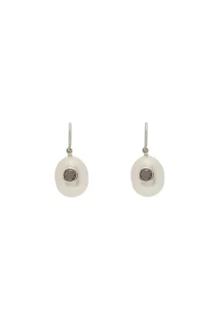 Pearl Earrings in Platinum & Black Diamonds
