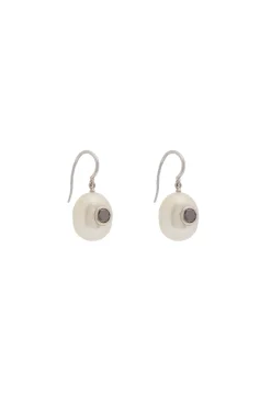 Pearl Earrings in Platinum & Black Diamonds