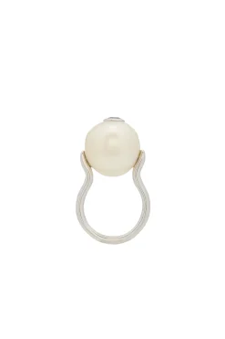 Pearl Ring in Platinum & Black Diamond