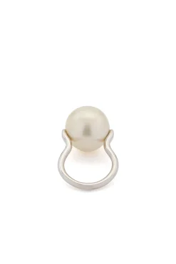 Pearl Ring in Platinum & Black Diamond