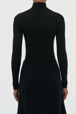 Peppe Knit Turtleneck in Black Cashmere Silk