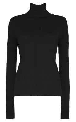 Peppe Knit Turtleneck in Black Cashmere Silk