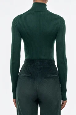 Peppe Knit Turtleneck in English Green Cashmere Silk