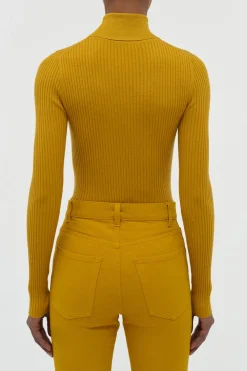 Peppe Knit Turtleneck in Golden Birch Cashmere Silk