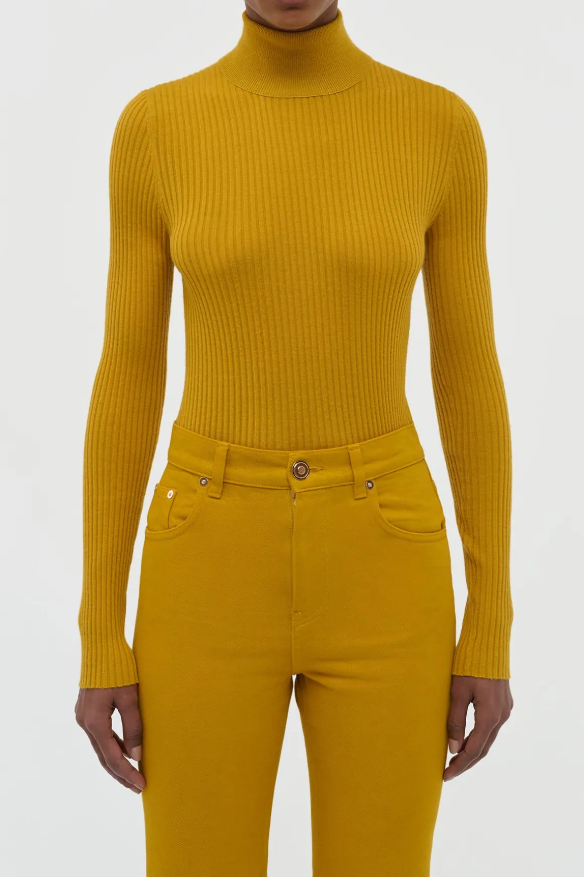 Peppe Knit Turtleneck in Golden Birch Cashmere Silk
