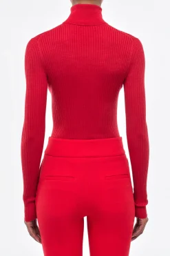 Peppe Knit Turtleneck in Scarlet Red Cashmere Silk
