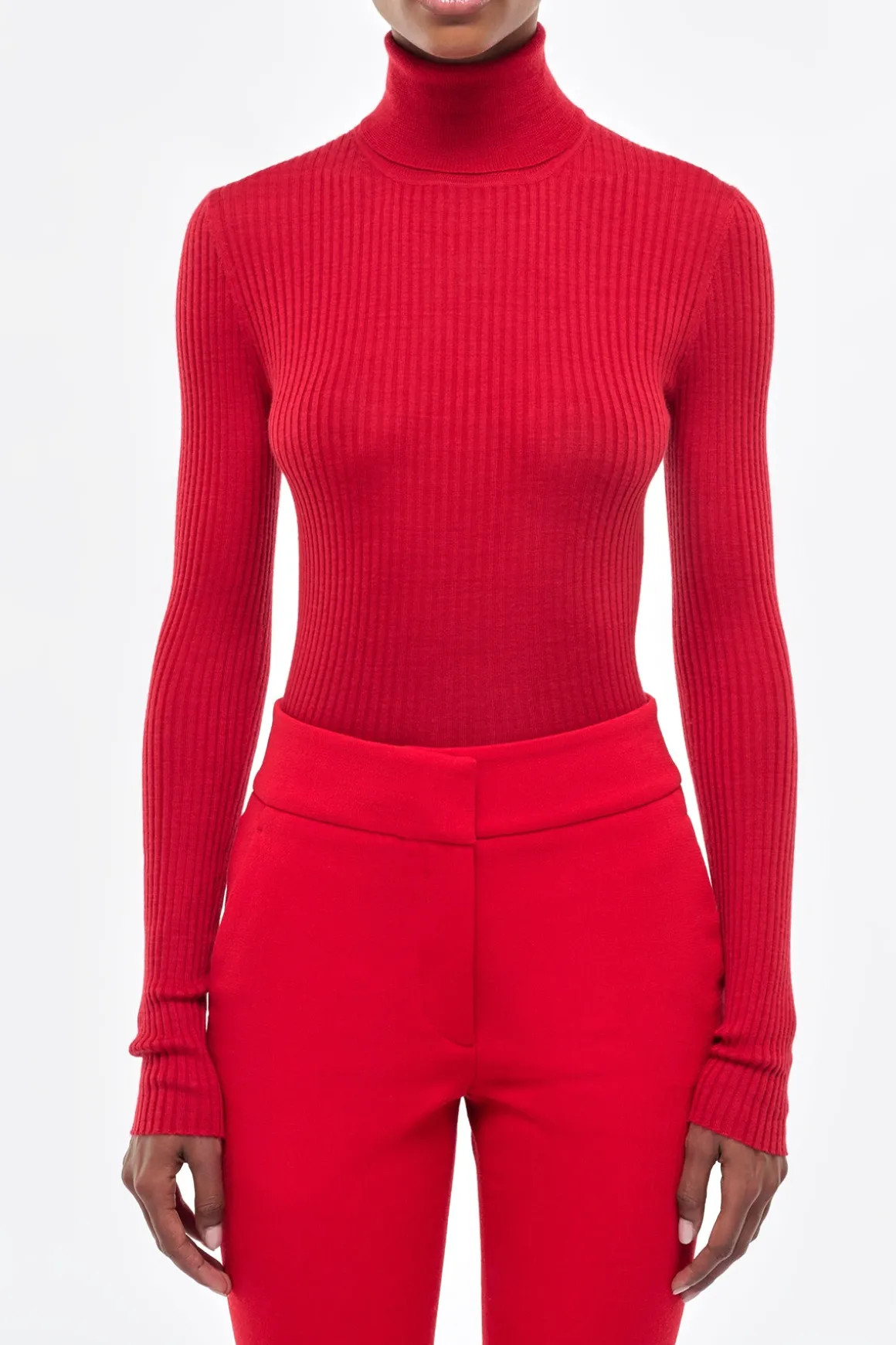 Peppe Knit Turtleneck in Scarlet Red Cashmere Silk