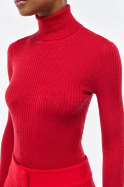 Peppe Knit Turtleneck in Scarlet Red Cashmere Silk