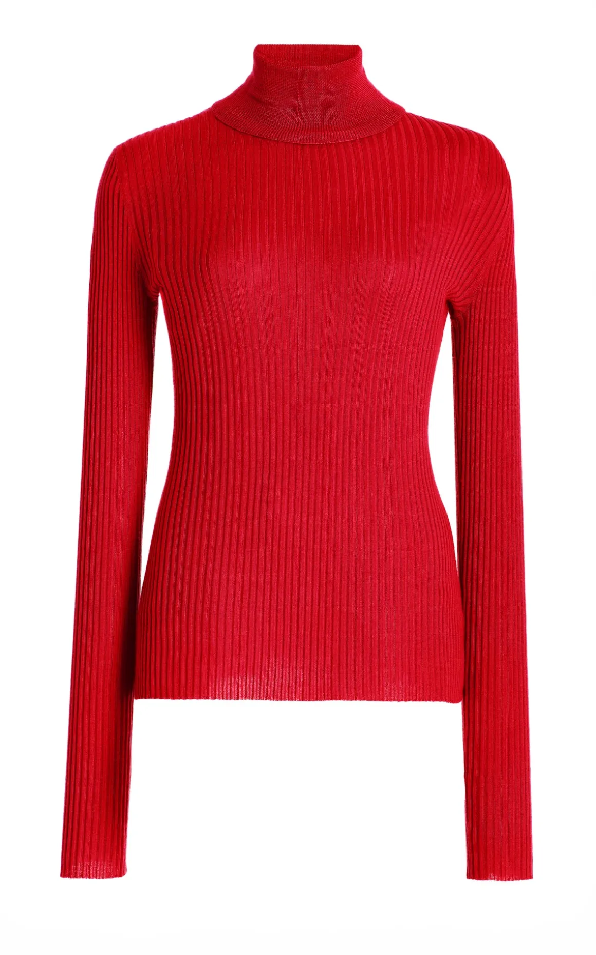 Peppe Knit Turtleneck in Scarlet Red Cashmere Silk