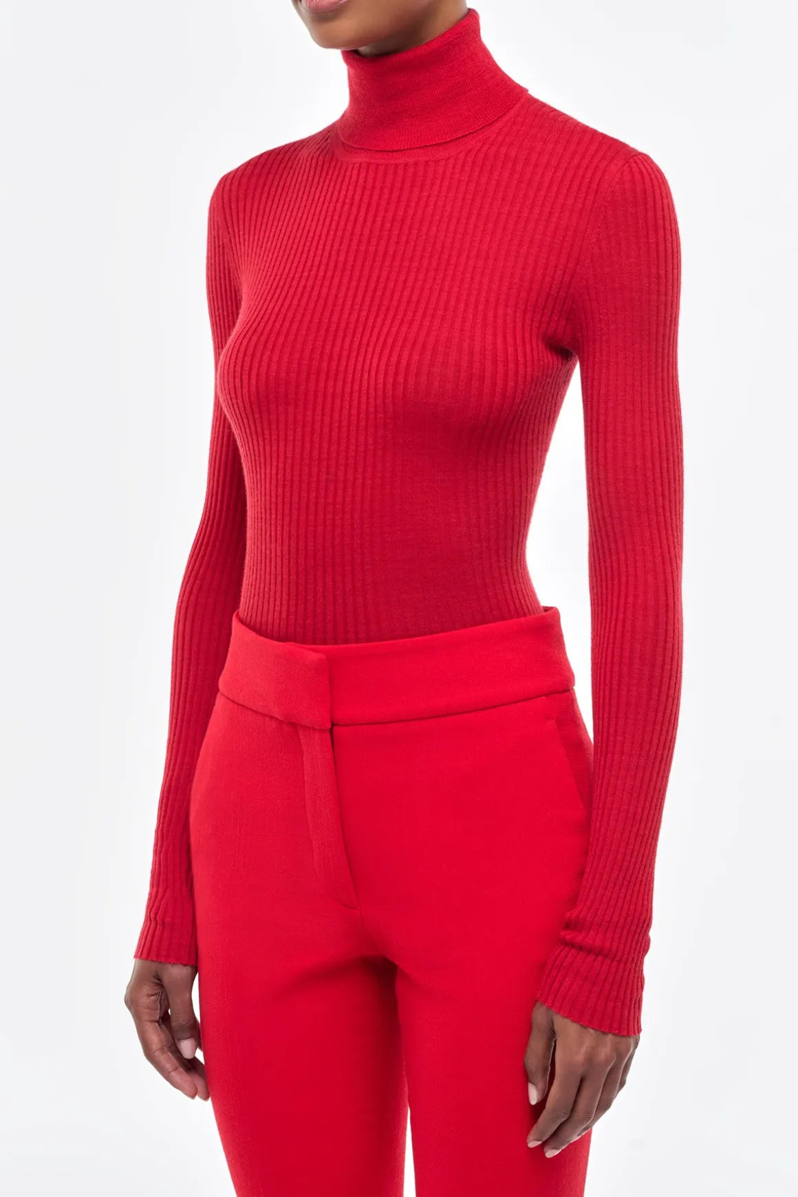 Peppe Knit Turtleneck in Scarlet Red Cashmere Silk