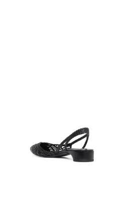 Perro Braided Slingback Pump in Black Leather