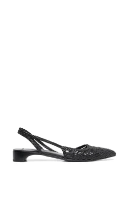 Perro Braided Slingback Pump in Black Leather