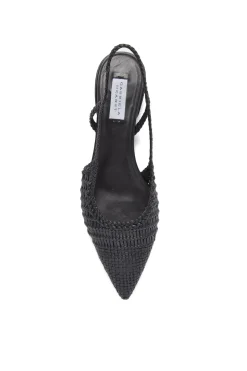 Perro Braided Slingback Pump in Black Leather