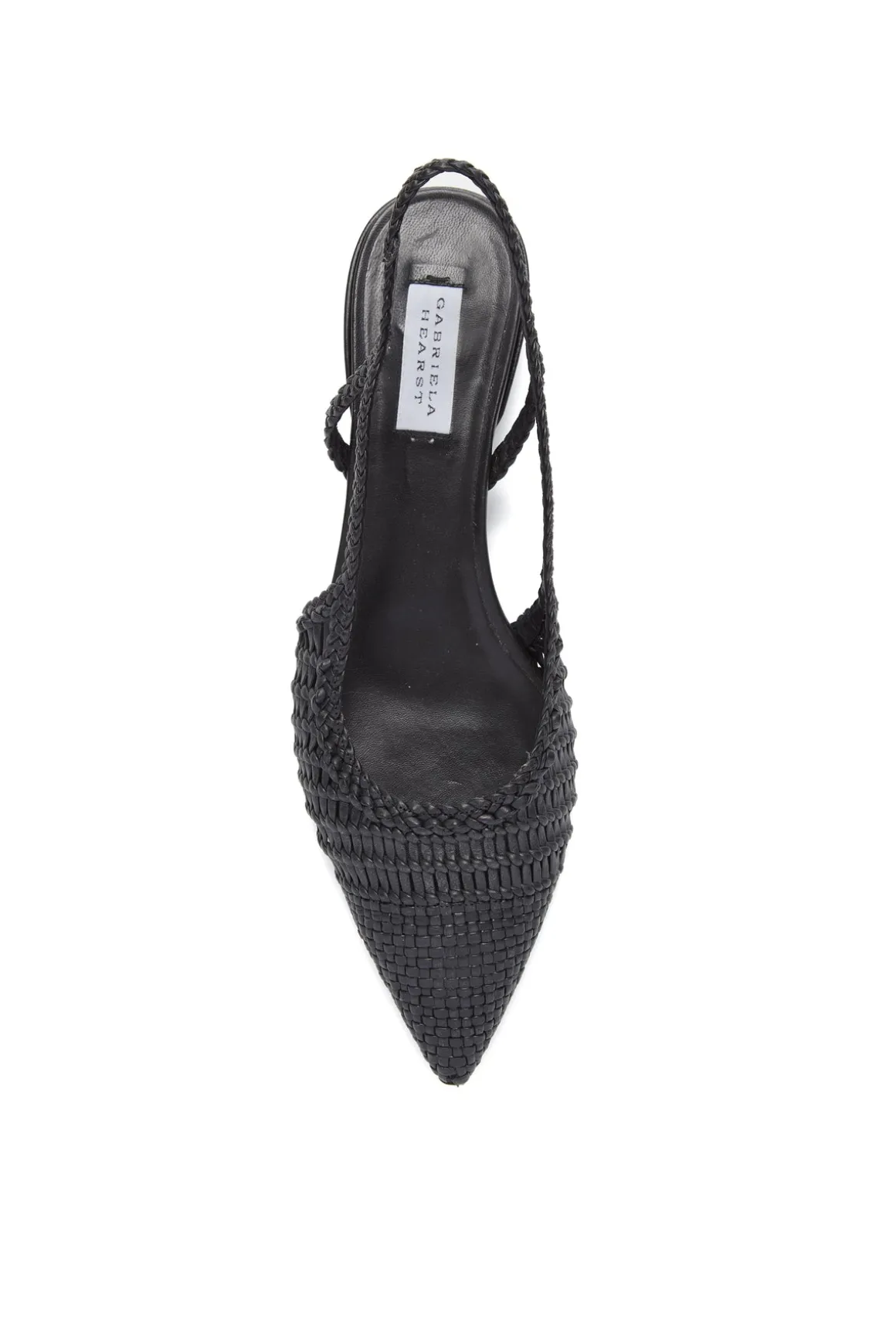Perro Braided Slingback Pump in Black Leather