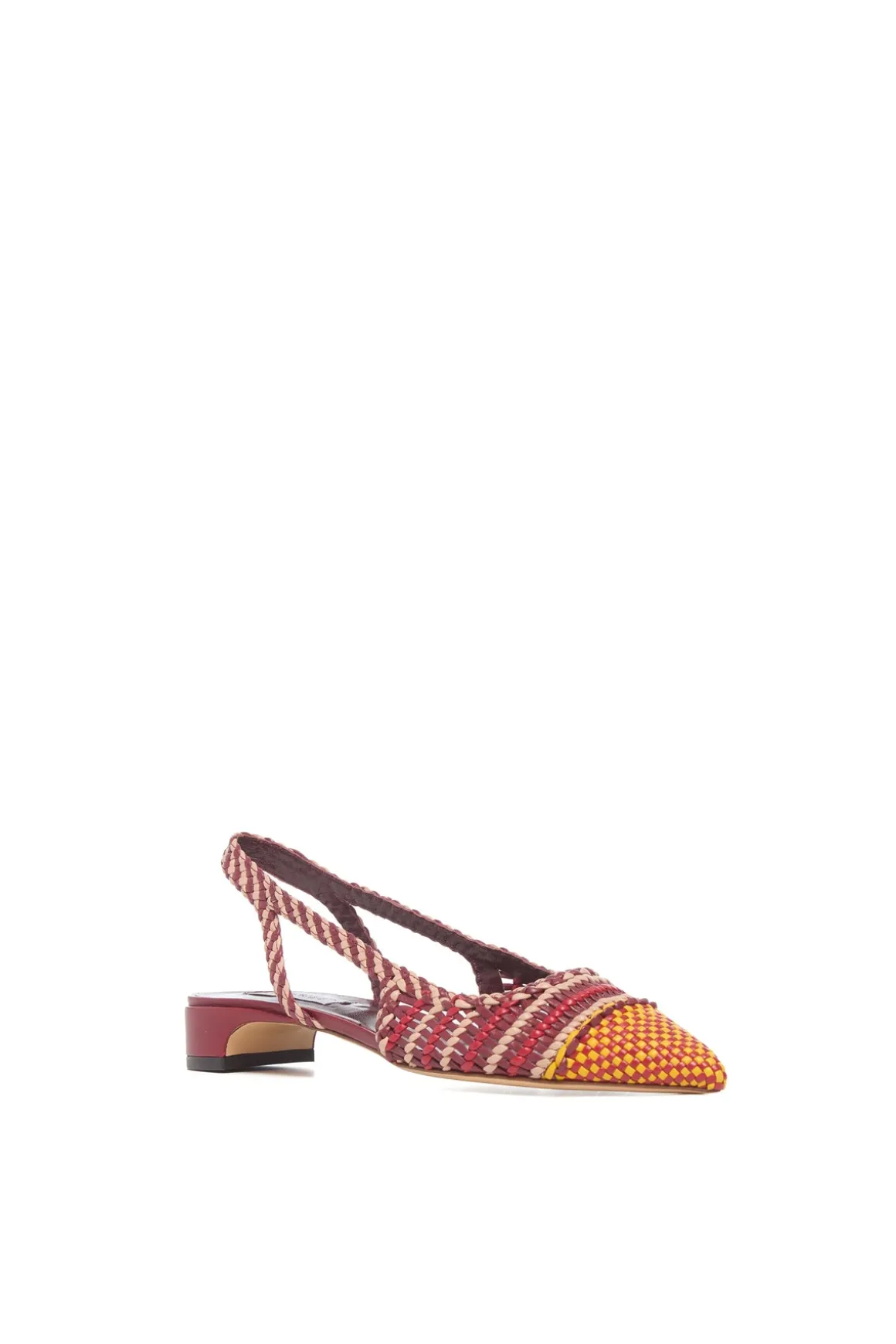 Perro Braided Slingback Pump in Bordeaux & Fuschia Leather