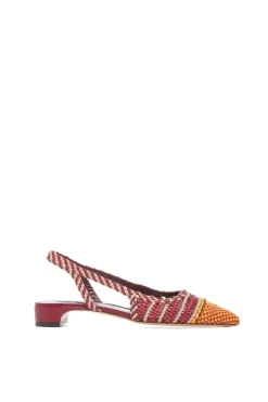 Perro Braided Slingback Pump in Bordeaux & Fuschia Leather