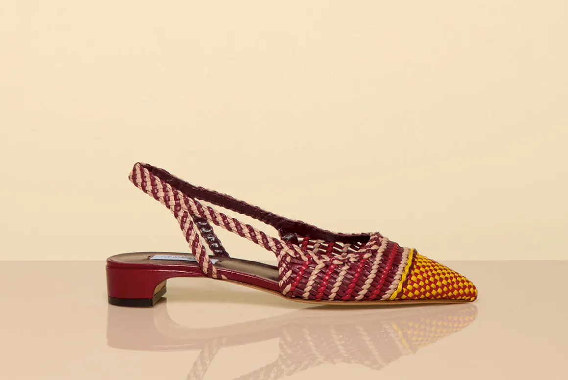 Perro Braided Slingback Pump in Bordeaux & Fuschia Leather