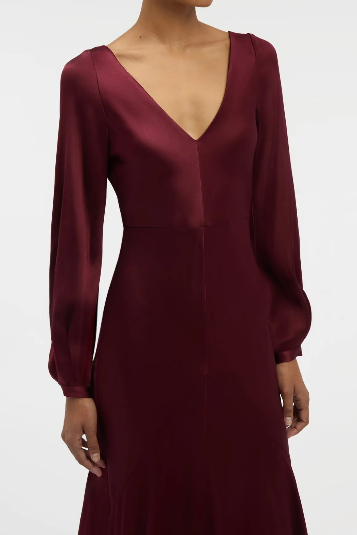 Peyton Maxi Dress In Bordeaux Silk Satin