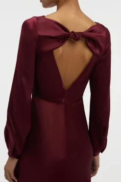 Peyton Maxi Dress In Bordeaux Silk Satin
