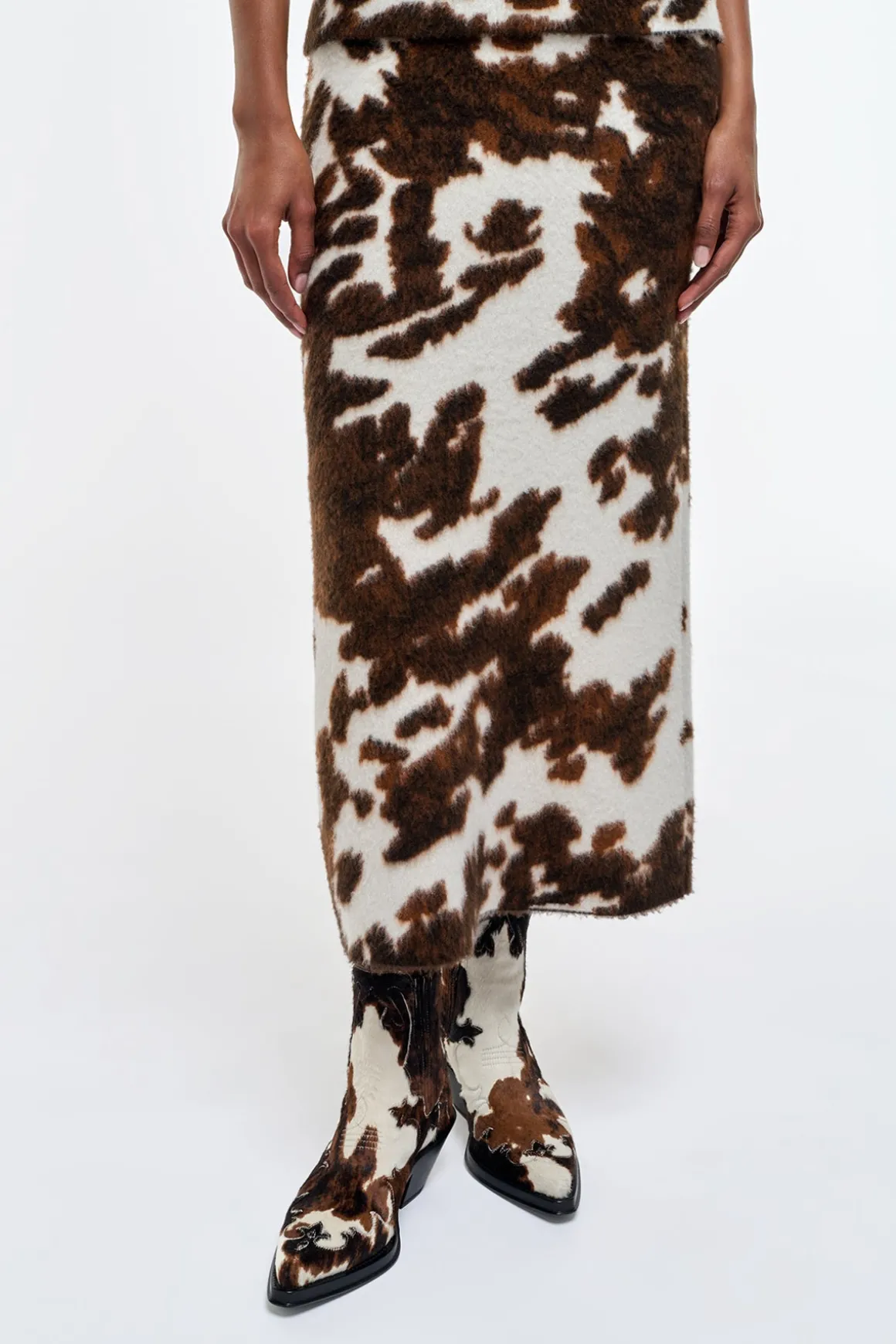 Phaedra Knit Maxi Skirt in Ivory Cognac Multi Cashmere