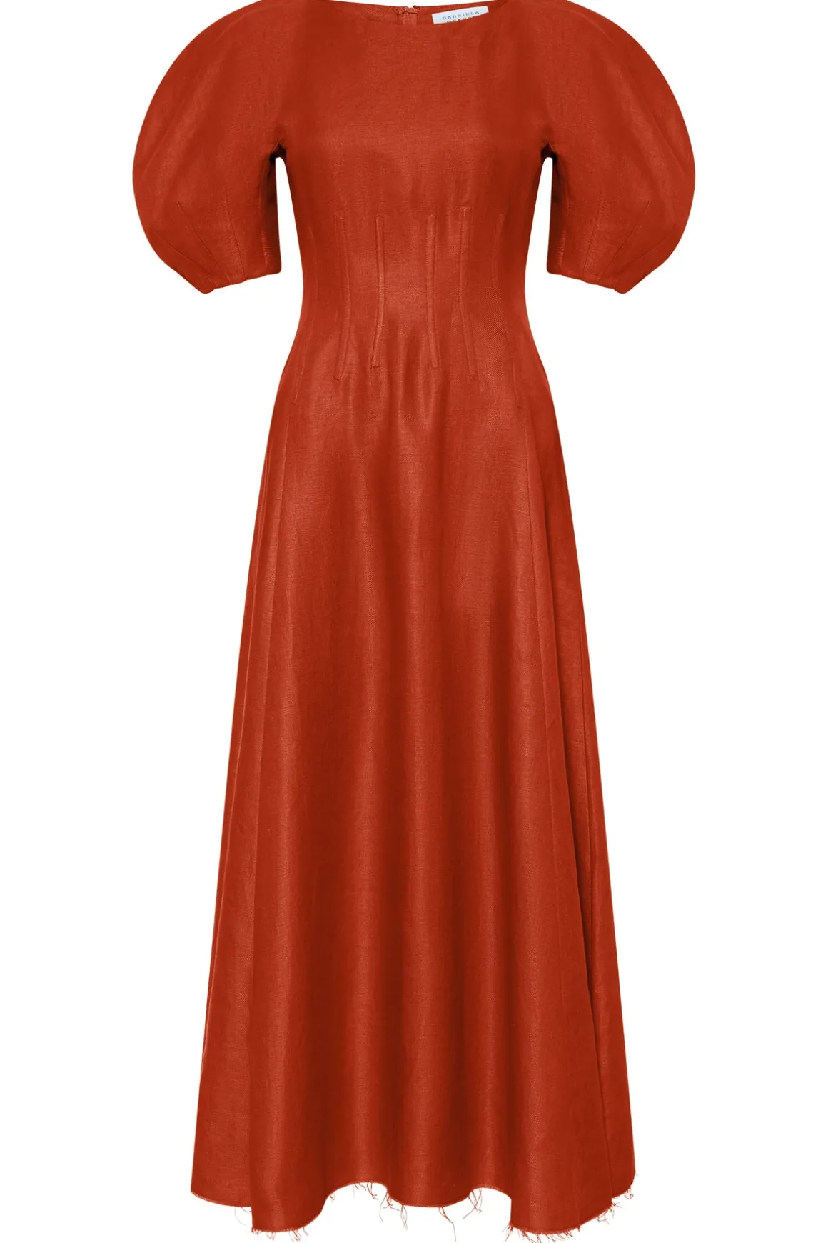 Ranya Puff Sleeve Maxi Dress in Antelope Orange Linen Twill