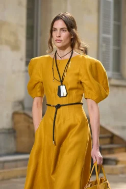Ranya Puff Sleeve Maxi Dress in Golden Birch Linen Twill