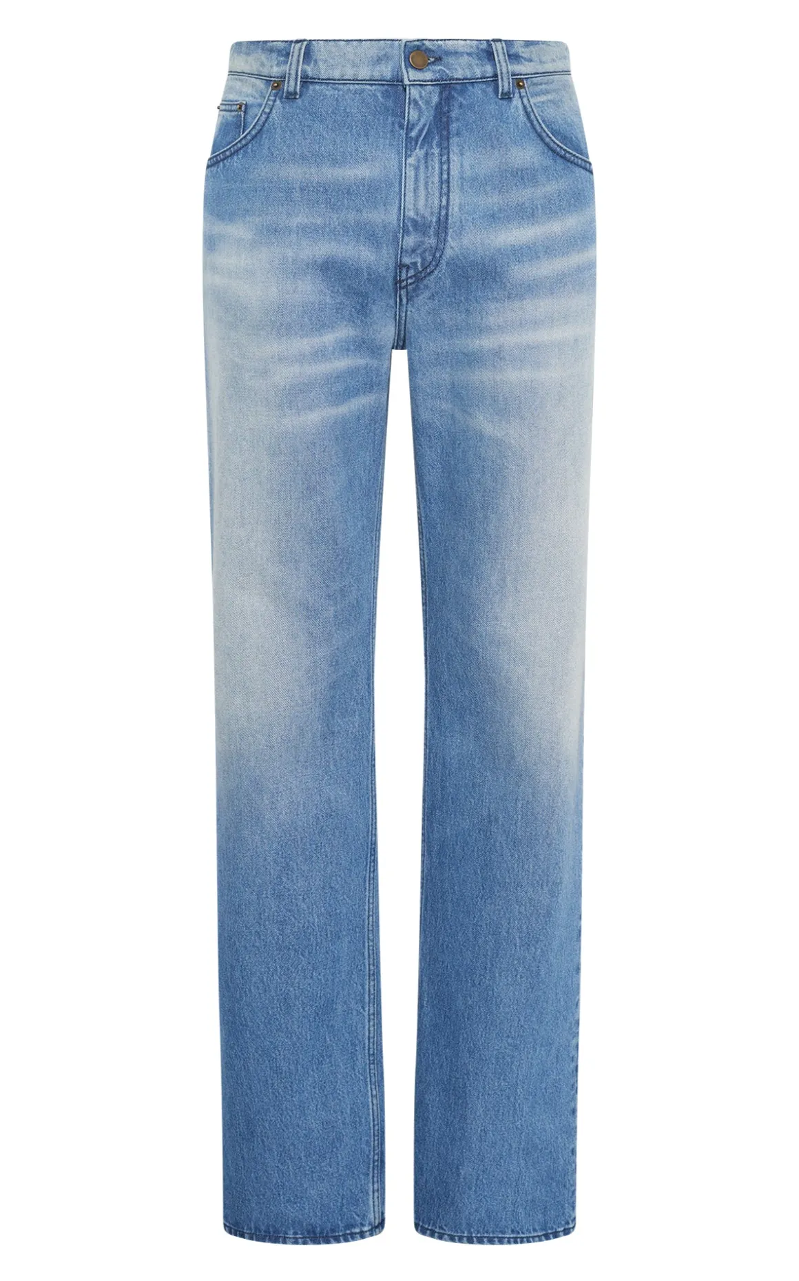 Rey Straight-leg Five Pocket Pant in Uruguayan Blue Recycled Cotton Denim