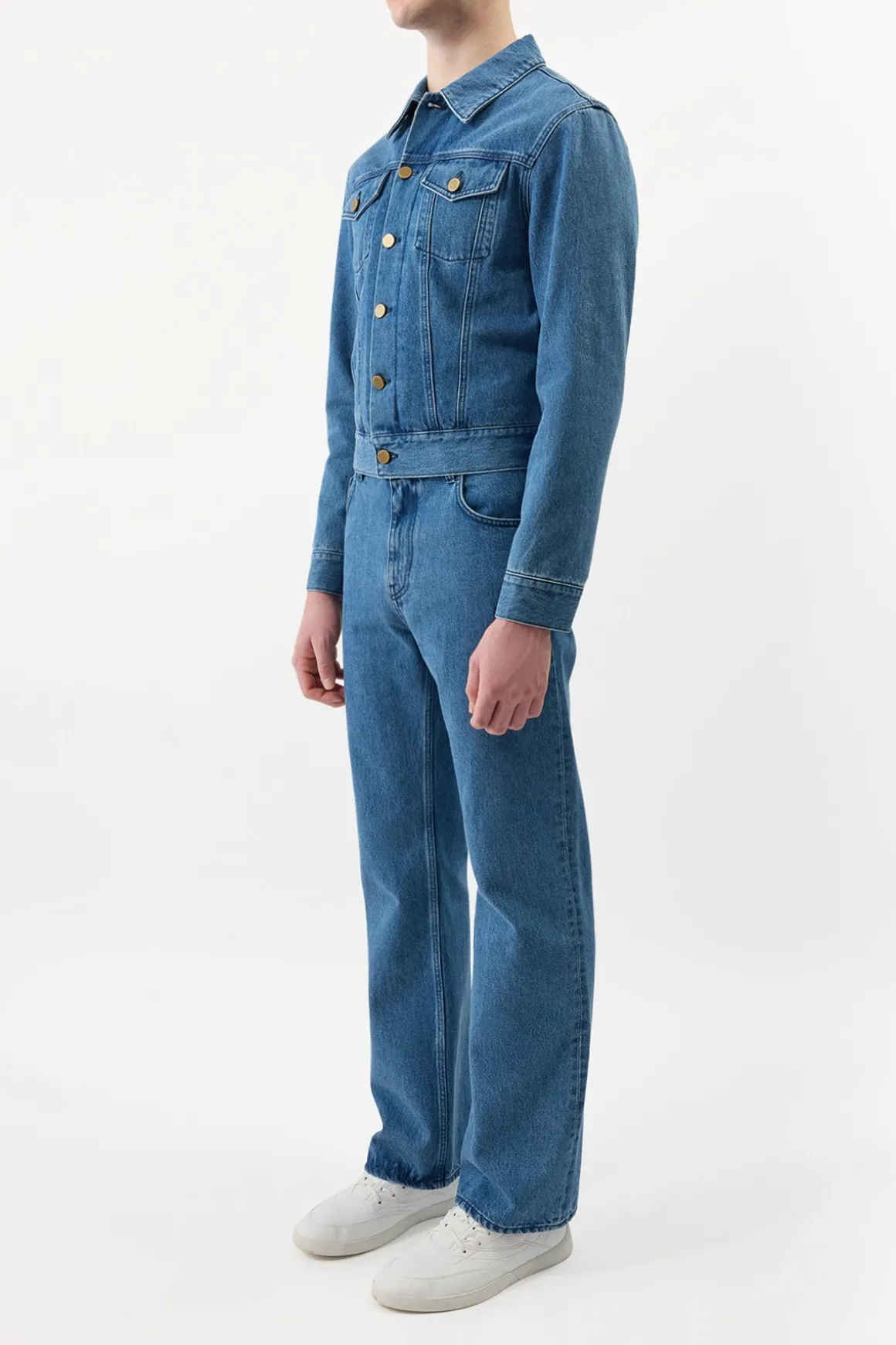 Rey Straight-leg Five Pocket Pant in Uruguayan Blue Recycled Cotton Denim