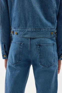 Rey Straight-leg Five Pocket Pant in Uruguayan Blue Recycled Cotton Denim