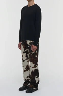 Rey Straight-leg Five Pocket Pant in Ivory Cognac Multi Pony Hair