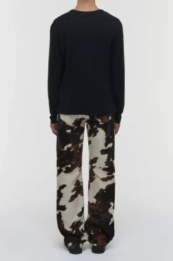 Rey Straight-leg Five Pocket Pant in Ivory Cognac Multi Pony Hair