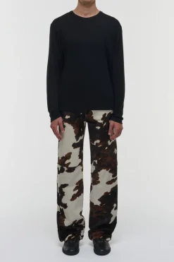 Rey Straight-leg Five Pocket Pant in Ivory Cognac Multi Pony Hair
