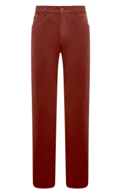 Rey Straight-leg Five Pocket Pant in Burnt Sienna Recycled Cotton Denim