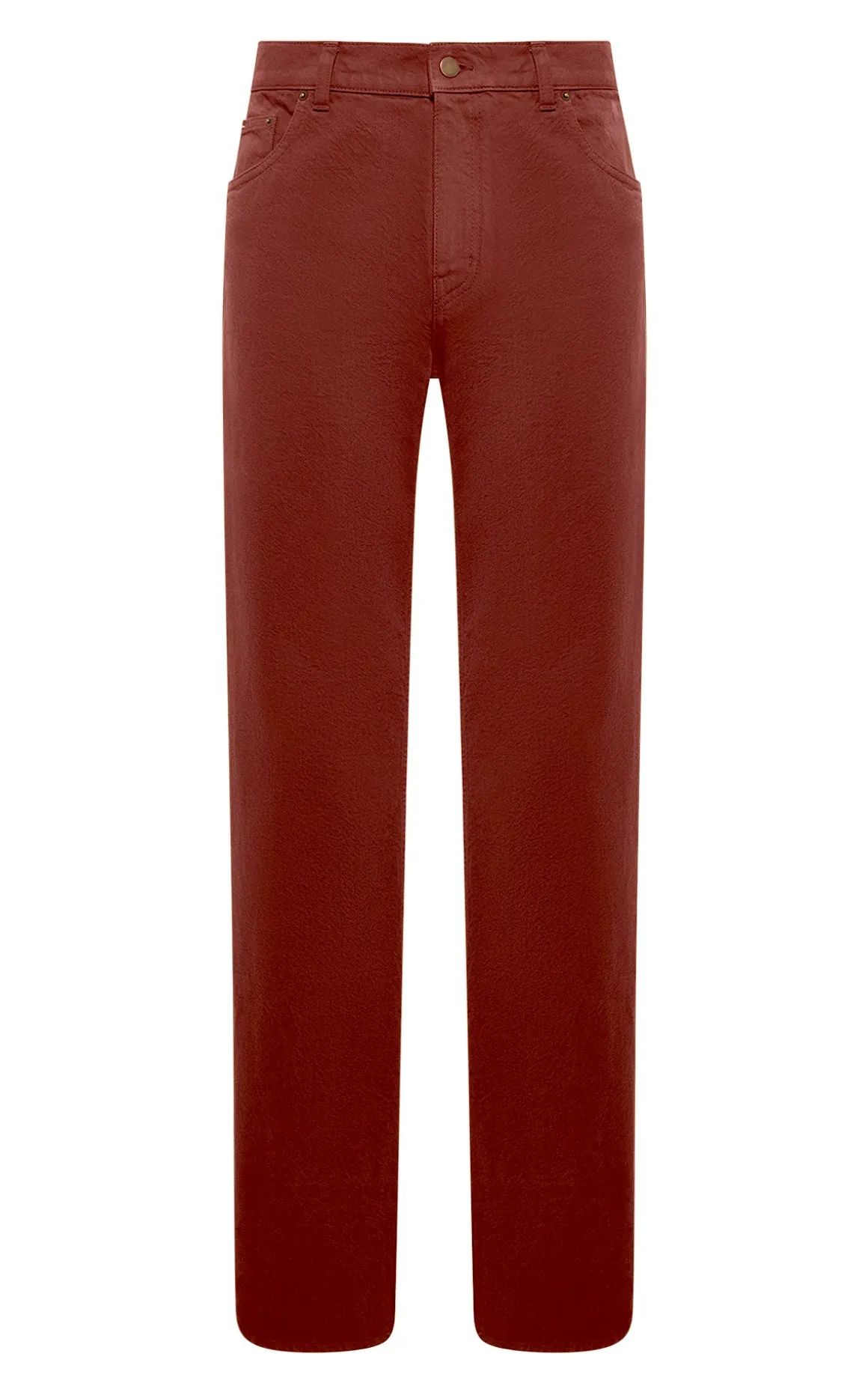 Rey Straight-leg Five Pocket Pant in Burnt Sienna Recycled Cotton Denim