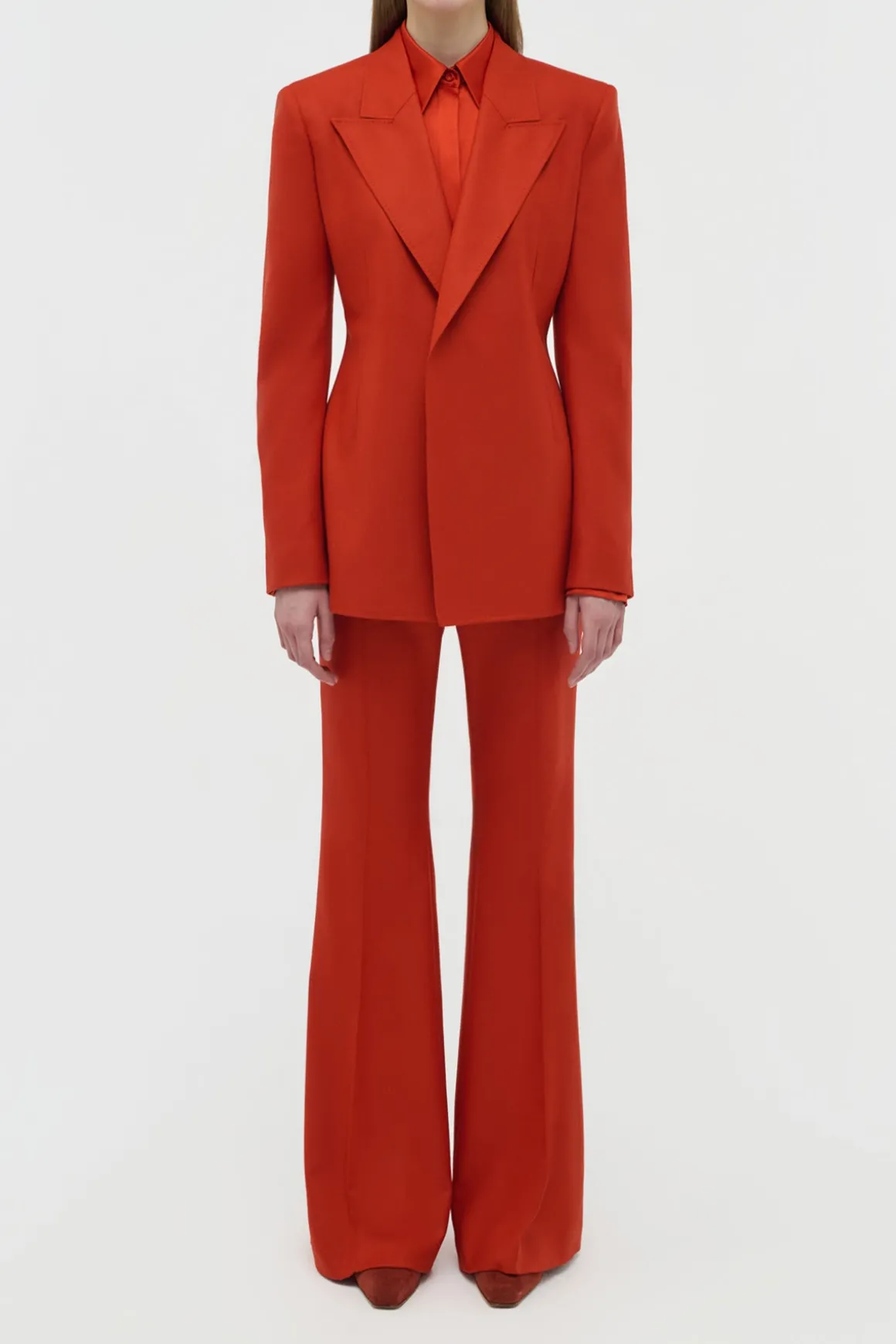 Rhein Flare Pant in Antelope Orange Wool Cashmere Flannel
