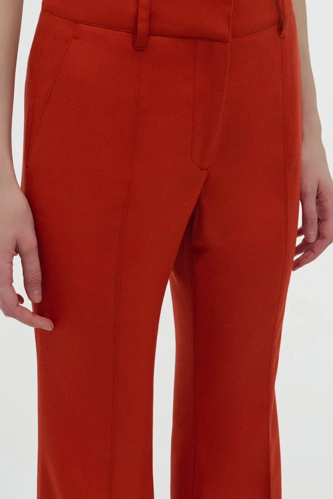 Rhein Flare Pant in Antelope Orange Wool Cashmere Flannel