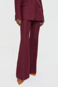 Rhein Flare Pant in Bordeaux Linen Twill