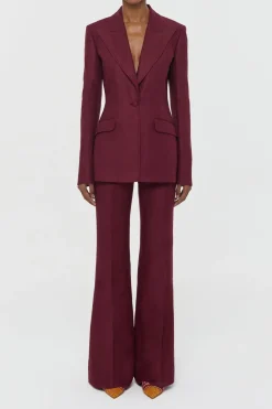 Rhein Flare Pant in Bordeaux Linen Twill